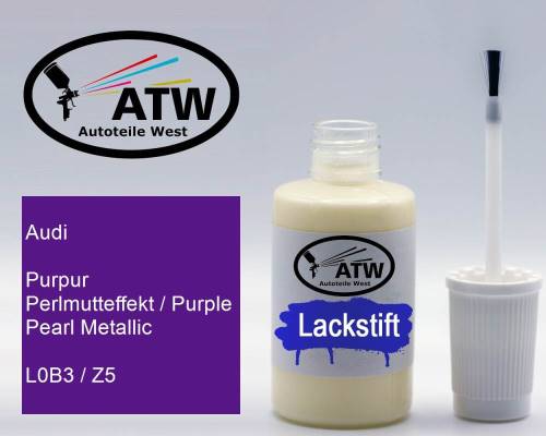 Audi, Purpur Perlmutteffekt / Purple Pearl Metallic, L0B3 / Z5: 20ml Lackstift, von ATW Autoteile West.